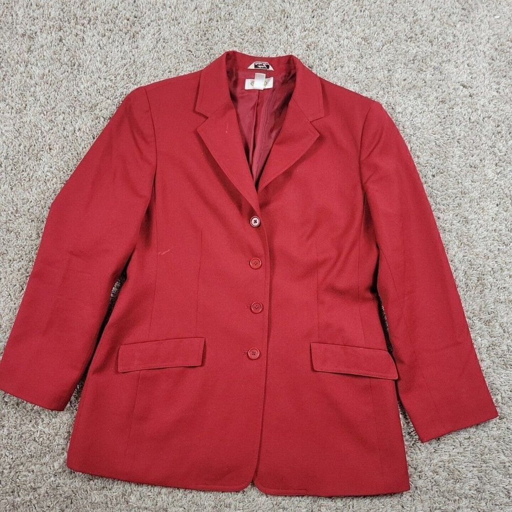 Vintage Talbots Blazer Jacket Womens Size 8 Red 100% Wool Lined Single B…